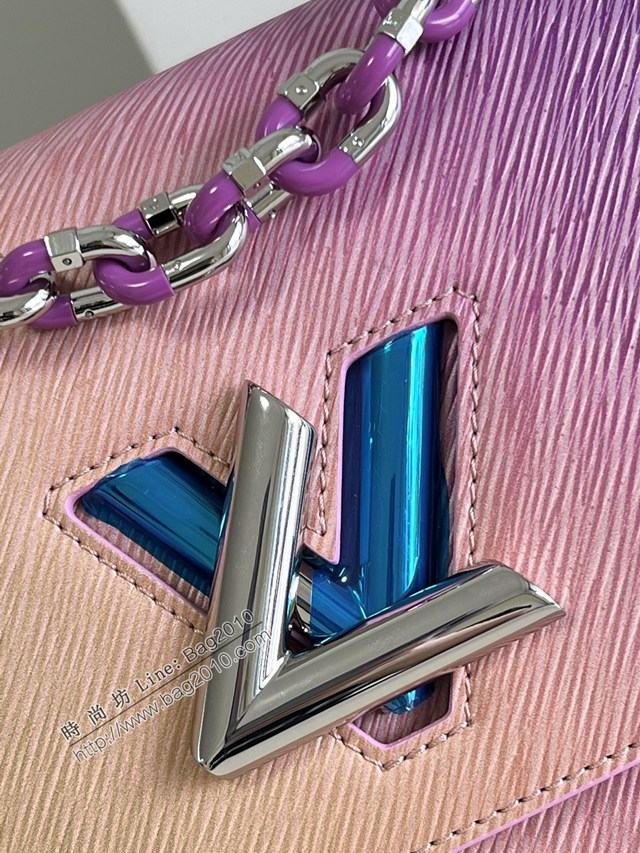 LV專櫃2023新款Twist中號手袋 M59896漸變粉 路易威登單肩斜挎女包 dn1351